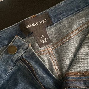 Great denim pencil skirt Size 16,. Fringed Un-sewn hem